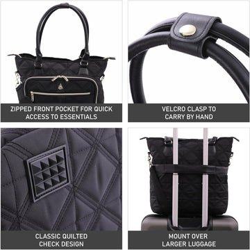 Aerolite 45x36x20 Easyjet Maximum Size Approved Laptop Bag - Fits up to 16.5", Overnight Hand Cabin Luggage Shoulder Bag Quilted with 10 Year Warranty (Black) - Aerolite UK